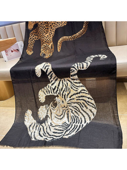 Scarvii - Tiger and Cheetah Pattern Lightweight Wrap Scarf