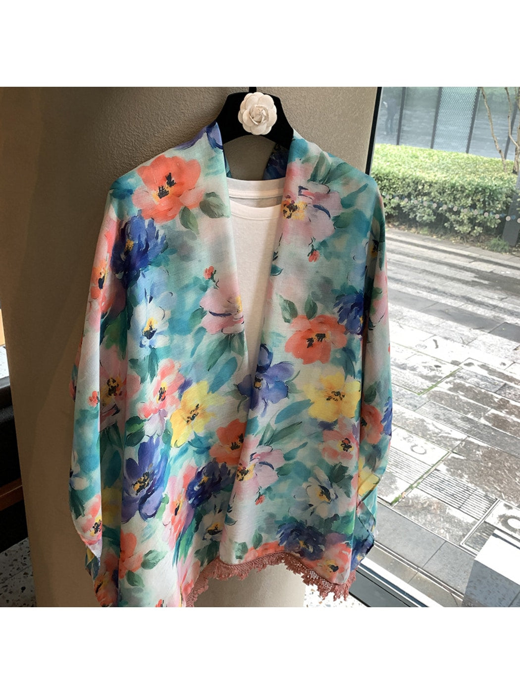 Scarvii - Watercolor Floral Print Long Scarf