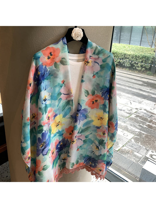 Scarvii Watercolor Floral Print Long Scarf product image
