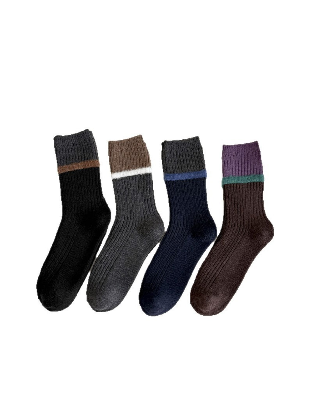 Rufia - Stacked Contrast Stripe Ribbed Crew Socks
