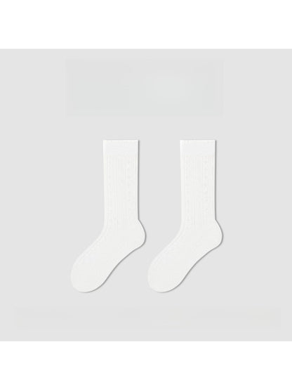 Rufia - Minimalist Solid White Openwork Crew Socks
