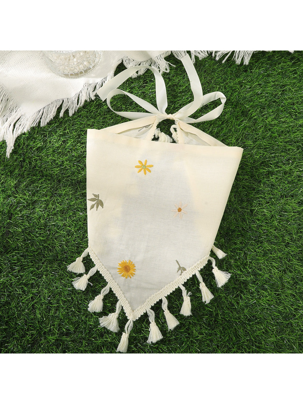 Scarvii Boho Floral Tassel Triangle Scarf