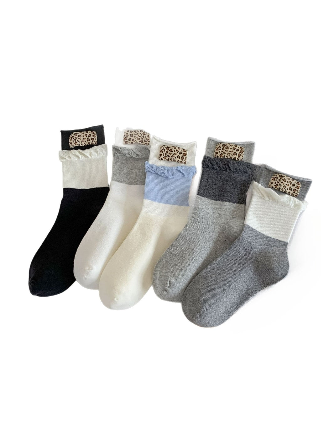 Rufia - Leopard Color Block Crew Socks