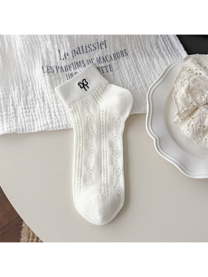 Rufia - Openwork Heart Motif Ankle Socks