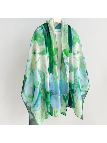 Scarvii - Painterly Botanical Printed Summer Wrap Scarf