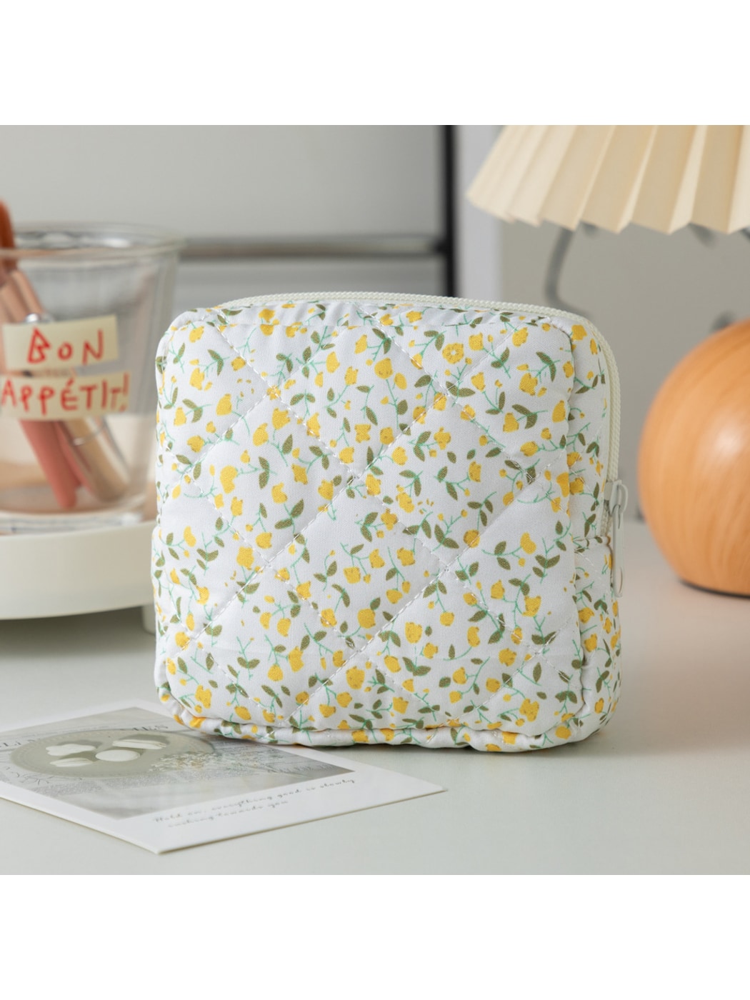 Cosbai - Cartoon and Floral Print Quilted Storage Bag