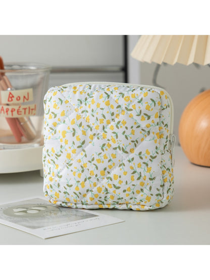 Cosbai - Cartoon and Floral Print Quilted Storage Bag