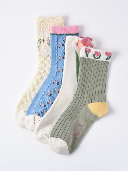 Rufia - Tulip Pattern Crew Socks