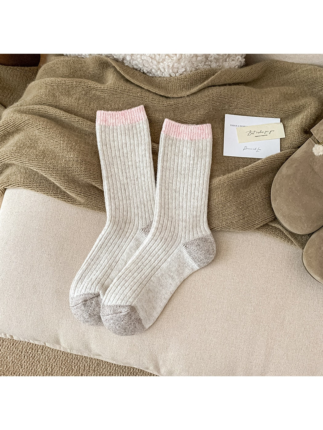 Rufia - Simple Colorblock Casual Crew Socks
