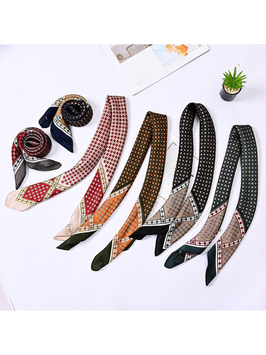 Scarvii - 28'' Color-Block Print Square Scarf - Classic & Vintage