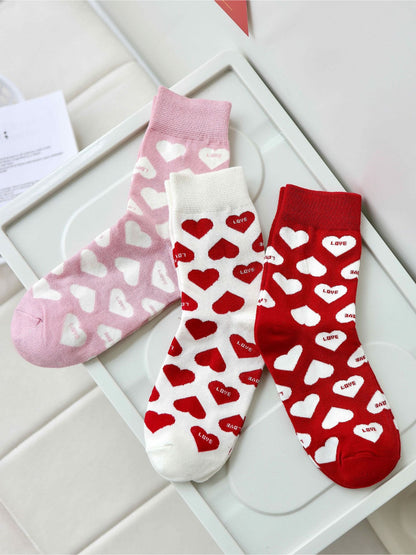 Rufia - Graphic Heart Pattern Crew Socks