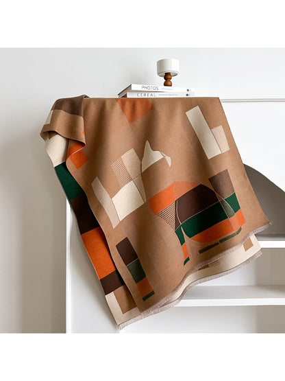 Scarvii – Geometric Print Fringe Scarf & Wrap