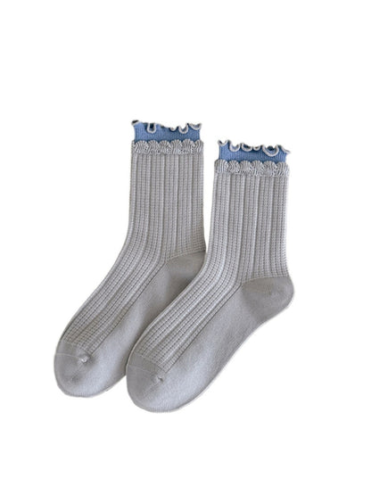 Rufia - Ribbed Layered-Ruffle Crew Socks