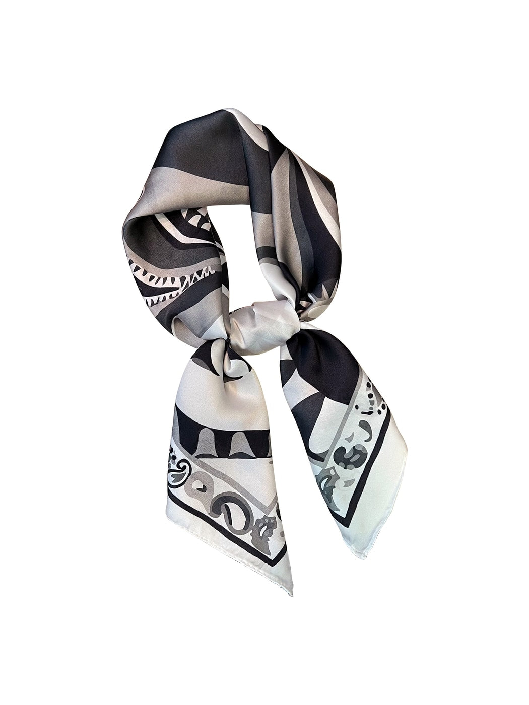 Scarvii - Ornate Border Print Neck Styling Square Scarf