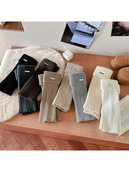 Cozyra - Ribbed Buckle Detail Slouch Leg Warmers