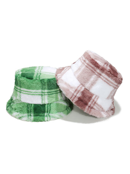Haila Plaid Fuzzy Bucket Hat