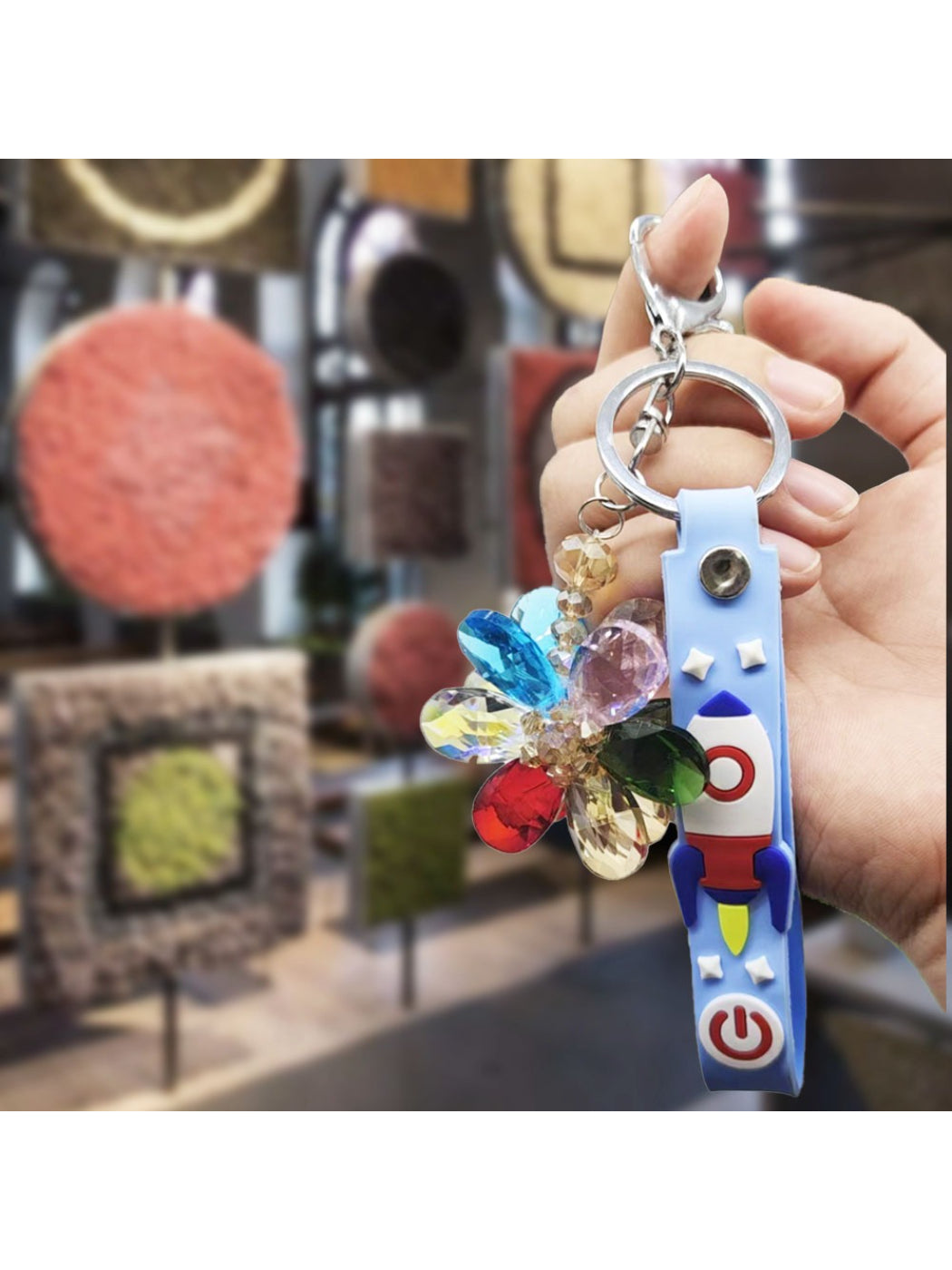 Koco Crystal Bloom Keychain Charm showing floral motif