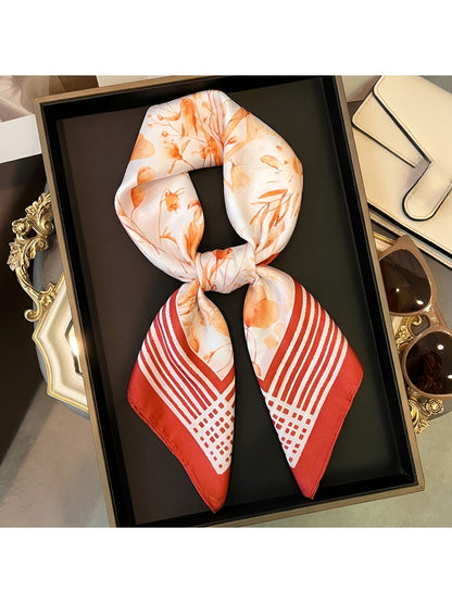 Scarvii - Fresh Floral Pattern Fashion Square Scarf