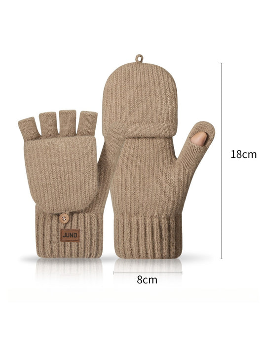 Gloving - Thickened Convertible Fingerless Gloves with Mitten Flaps
