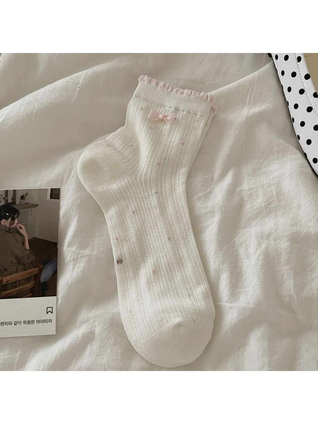 Rufia Ribbon Mesh Floral Mid Calf Socks product image