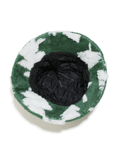 Haila Cow Print Fuzzy Bucket Hat with Horns