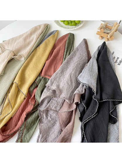 Scarvii - Contrast Trim Plain Weave Diamond-shaped Scarf