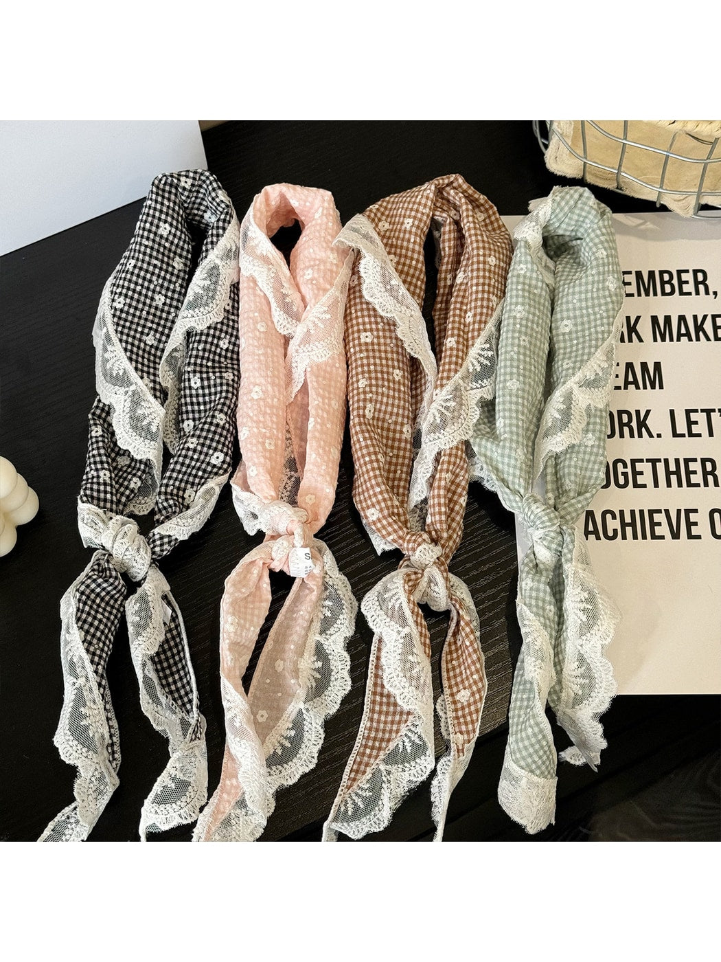 Scarvii - Floral Lace Trim Triangle Bandana
