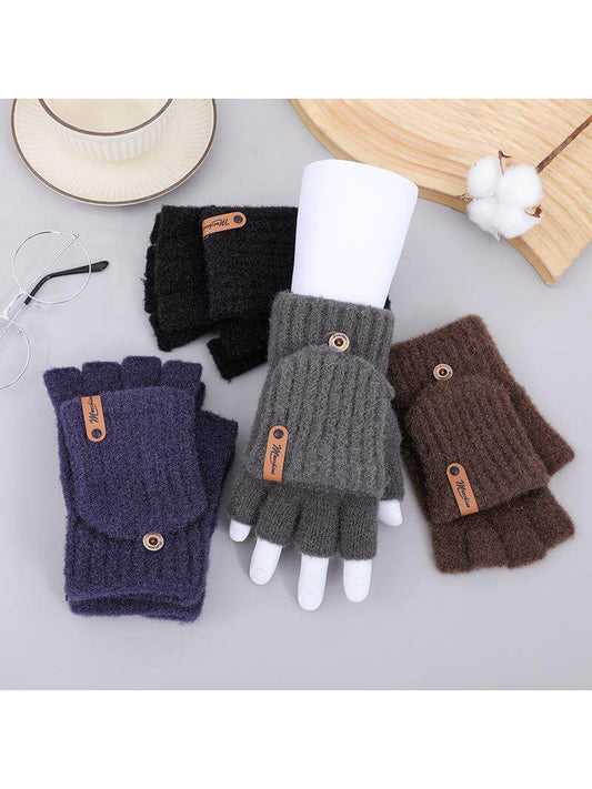 Gloving - Simple Flip Cover Half Finger Winter Gloves