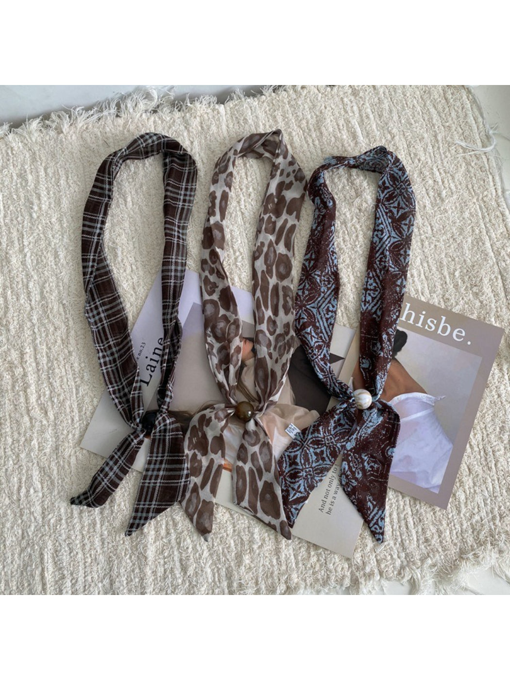Scarvii Loop Bead Skinny Scarf