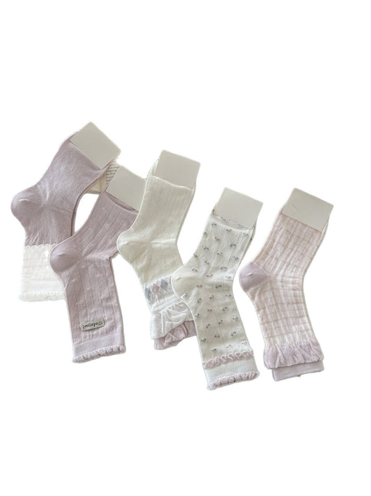 Rufia - Floral Mesh Trim Women's Crew Socks