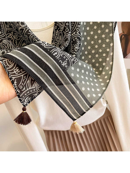 Scarvii - Paisley and Polka Spliced Print Square Scarf