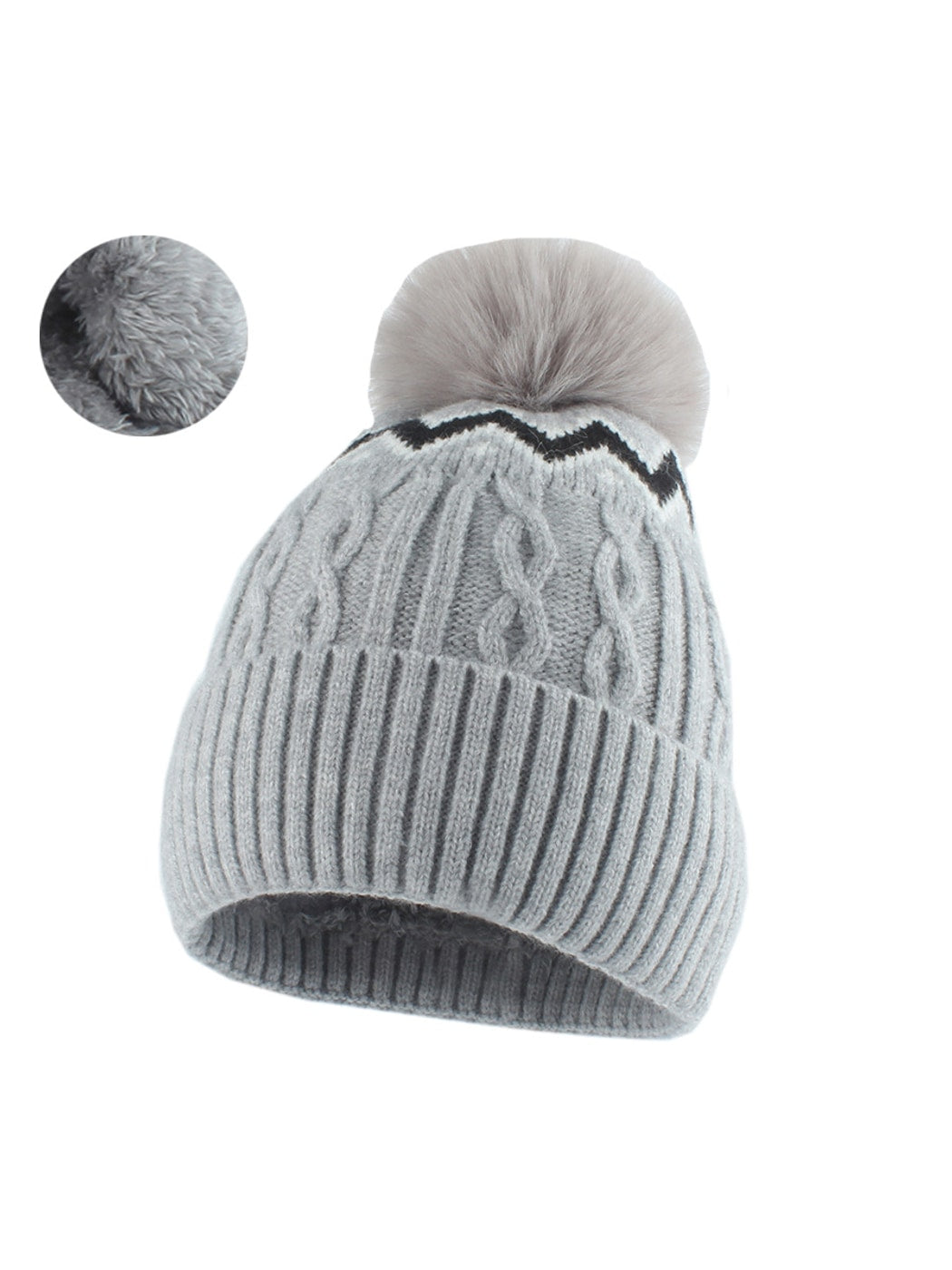 Haila - Women's Winter Ribbed Knit Pom Beanie