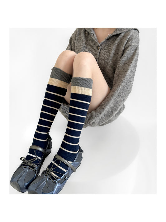 Rufia - Color Block Striped Mid-Calf Socks