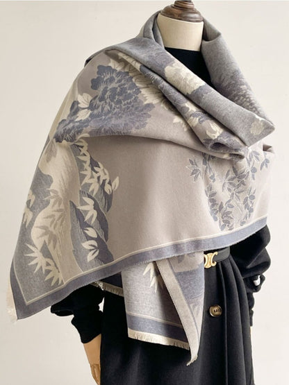 Scarvii - Elegant Bamboo & Floral Print Scarf