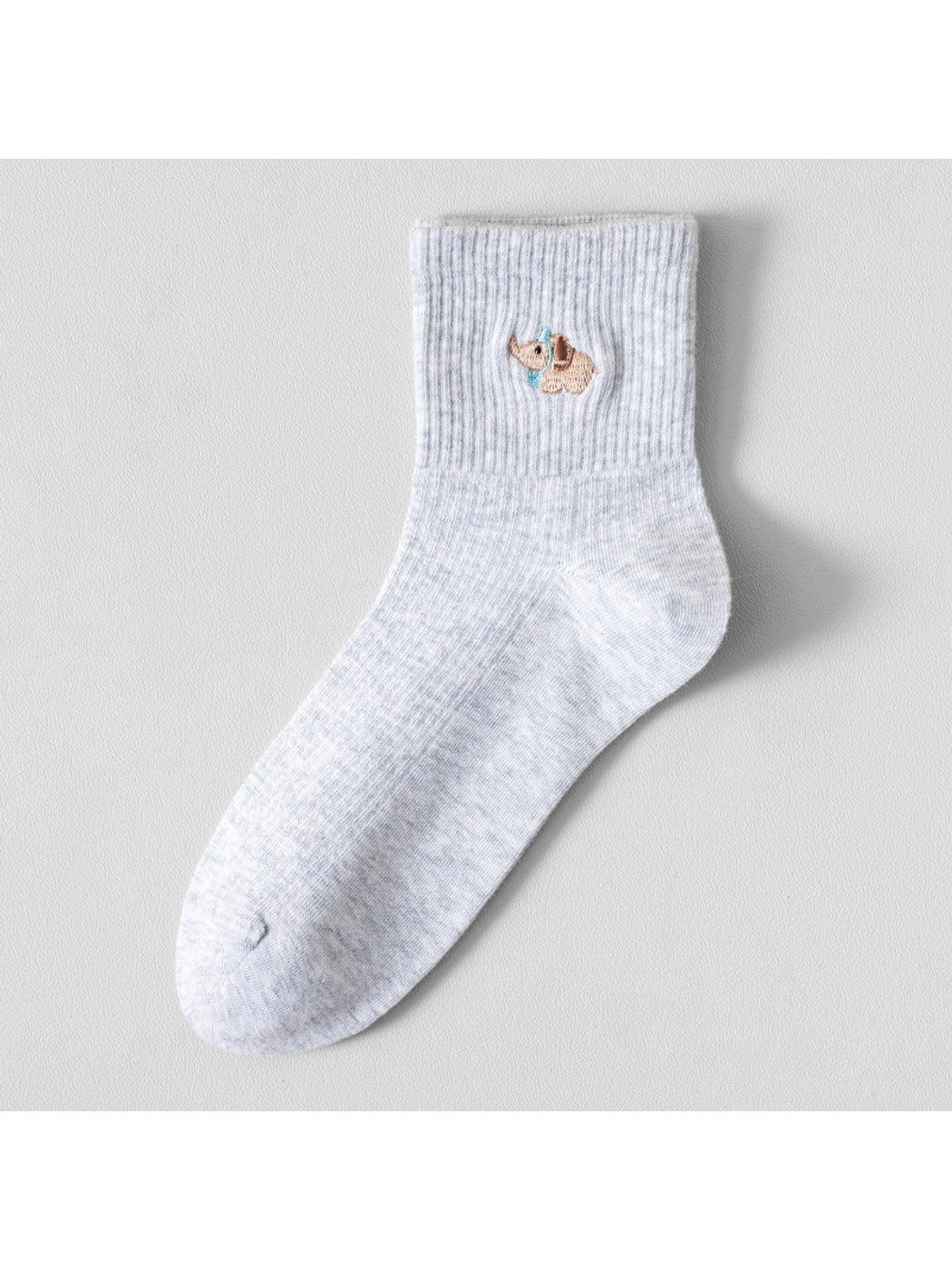 Rufia - Cartoon Embroidered Solid Crew Socks