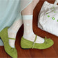 Close-up of Rufia heart socks showing soft fabric and colourblock pattern