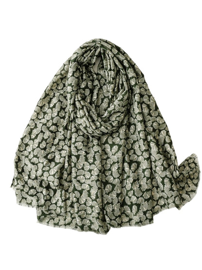 Scarvii - Lightweight Allover Leaf Print Scarf