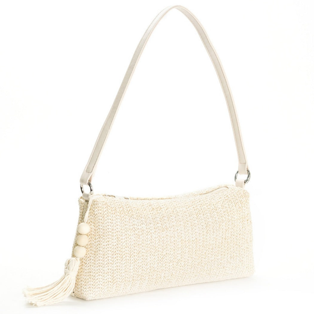 Cosbai - Beige Boho Shoulder Bag With Tassel