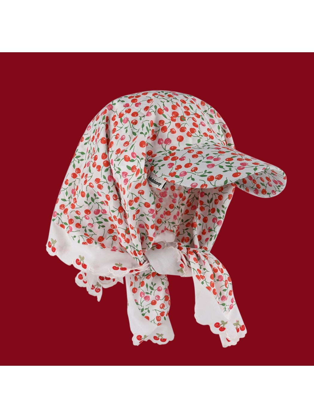 Haila - Cherry Print Curved Brim Headscarf Cap