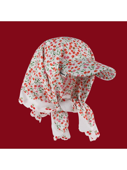 Haila - Cherry Print Curved Brim Headscarf Cap