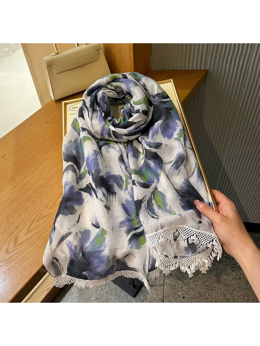 Scarvii - Light Purple Floral Summer Wrap Scarf