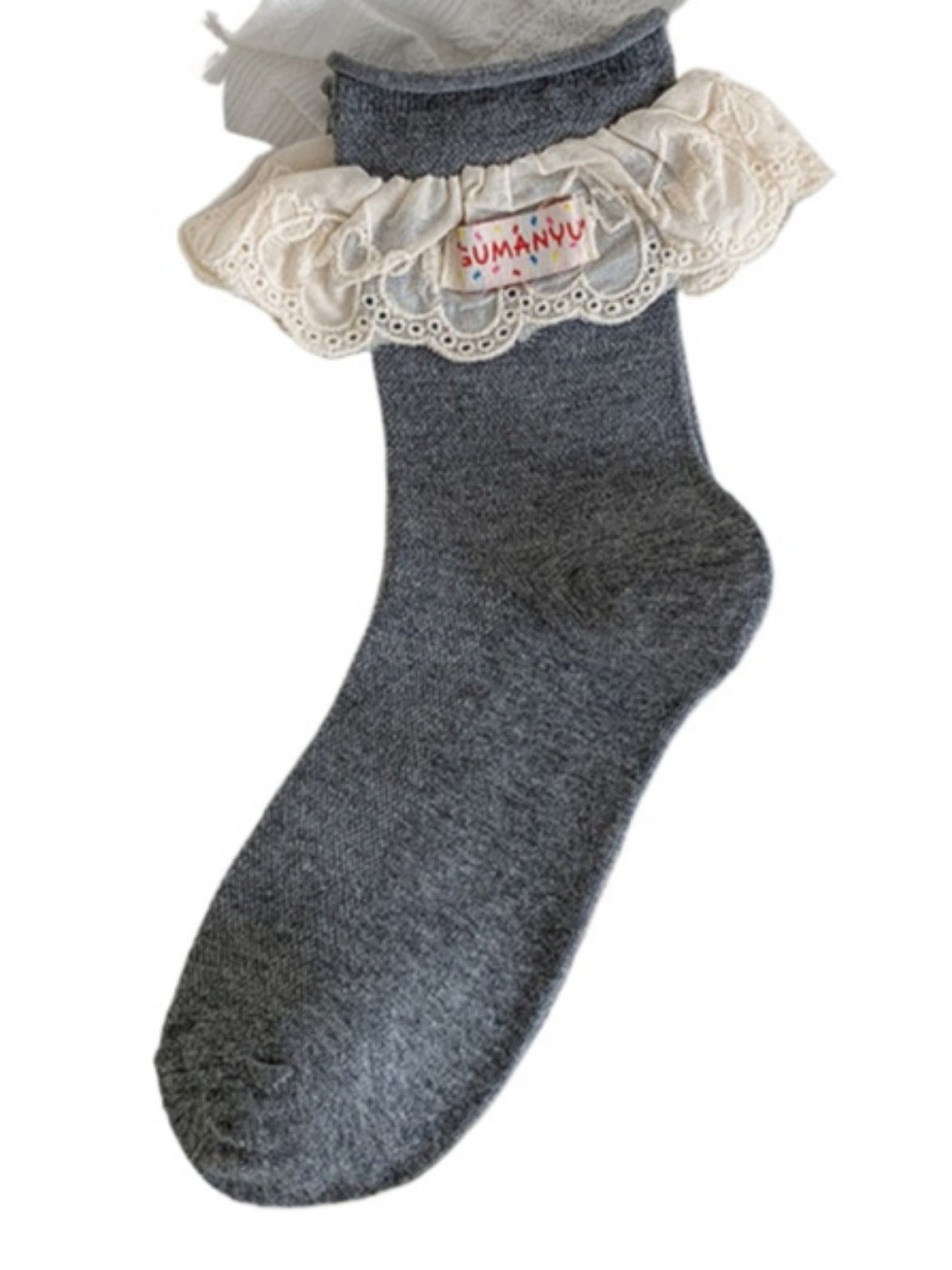 Rufia - Solid Lace Trim Mid-Calf Socks – Classic & Sweet