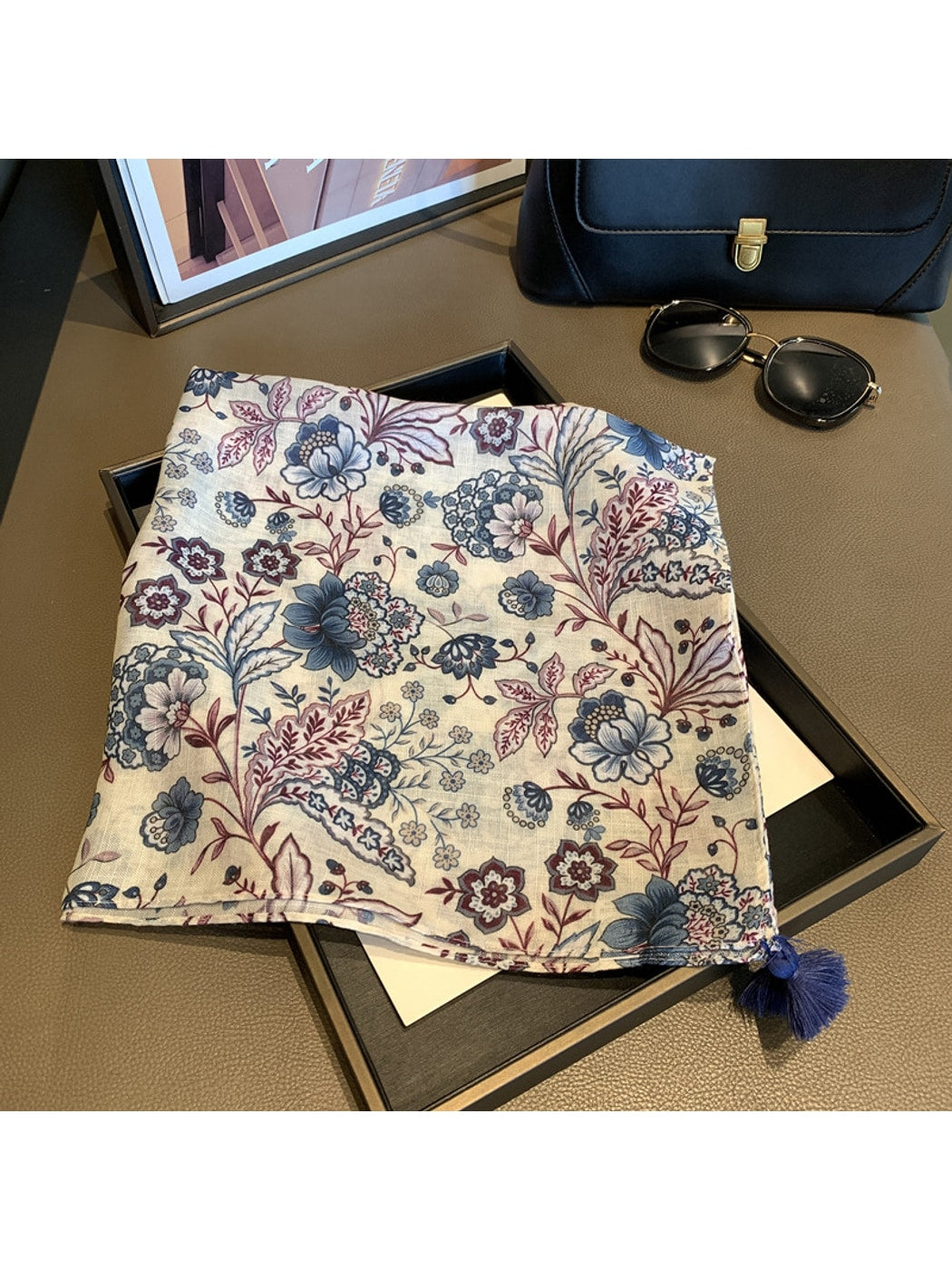 Scarvii - Lush Floral Print Decorative Square Scarf