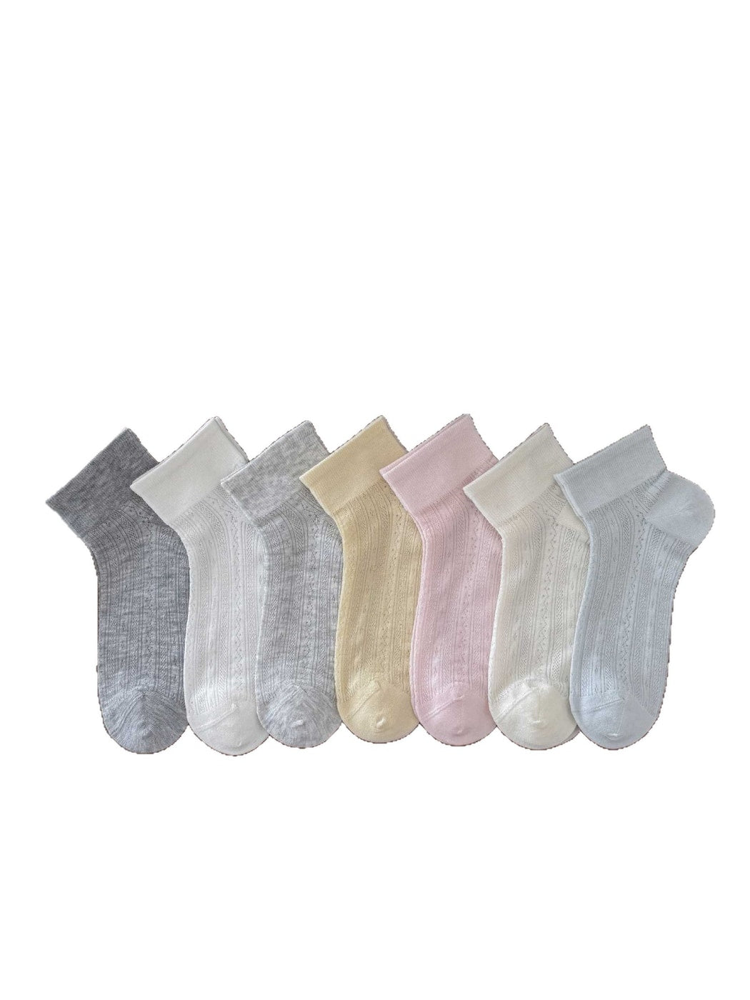 Rufia - Elegant Solid Color Openwork Ankle Socks