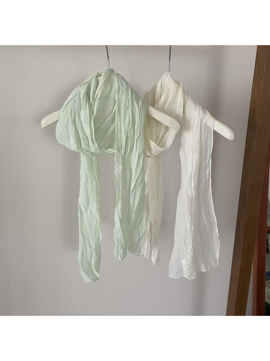 Scarvii - Lace Trim Sheer Long Scarf