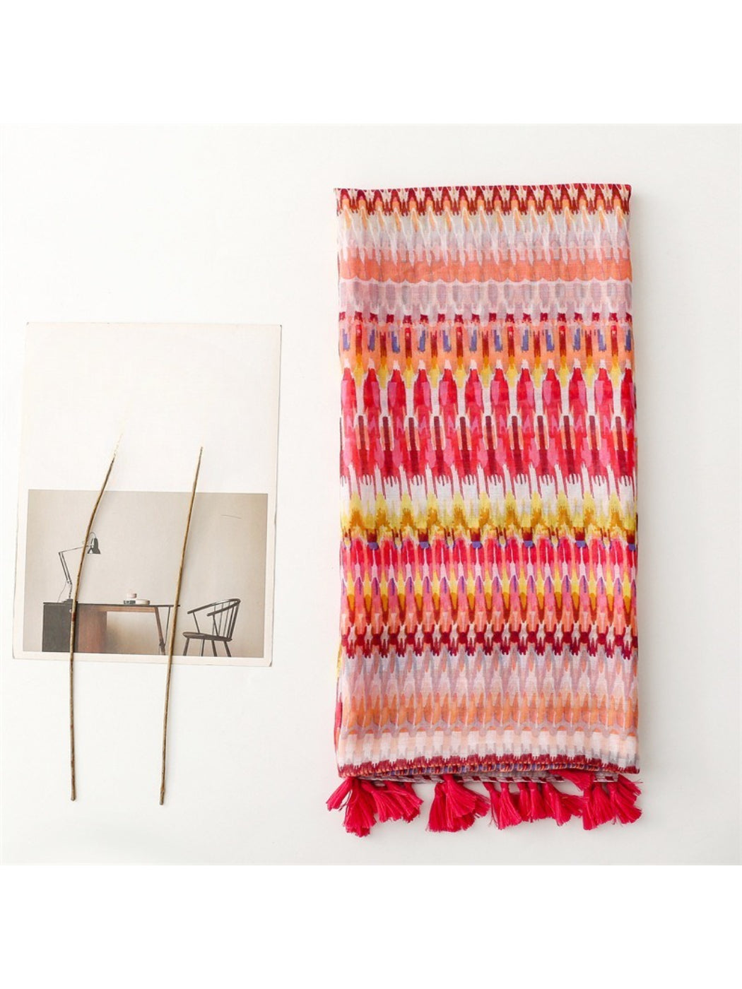 Scarvii - Textured Stripe Print Lightweight Scarf