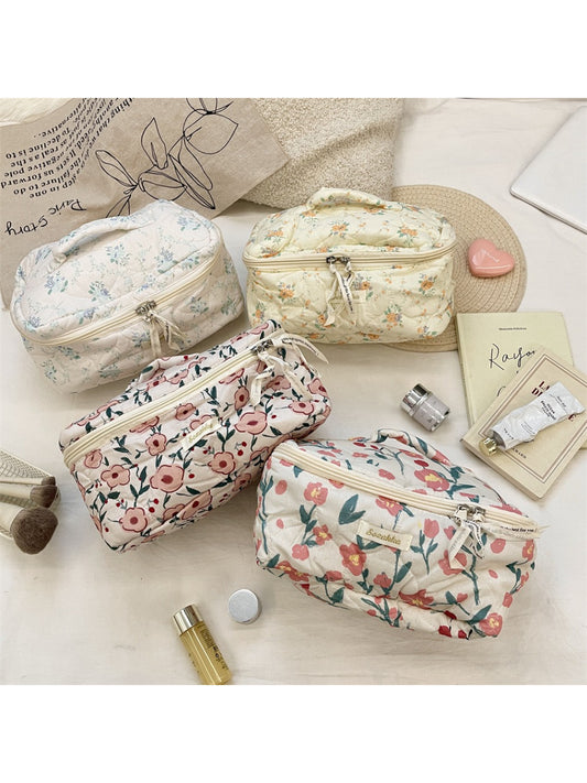 Cosbai - Floral Quilted Cosmetic Bag