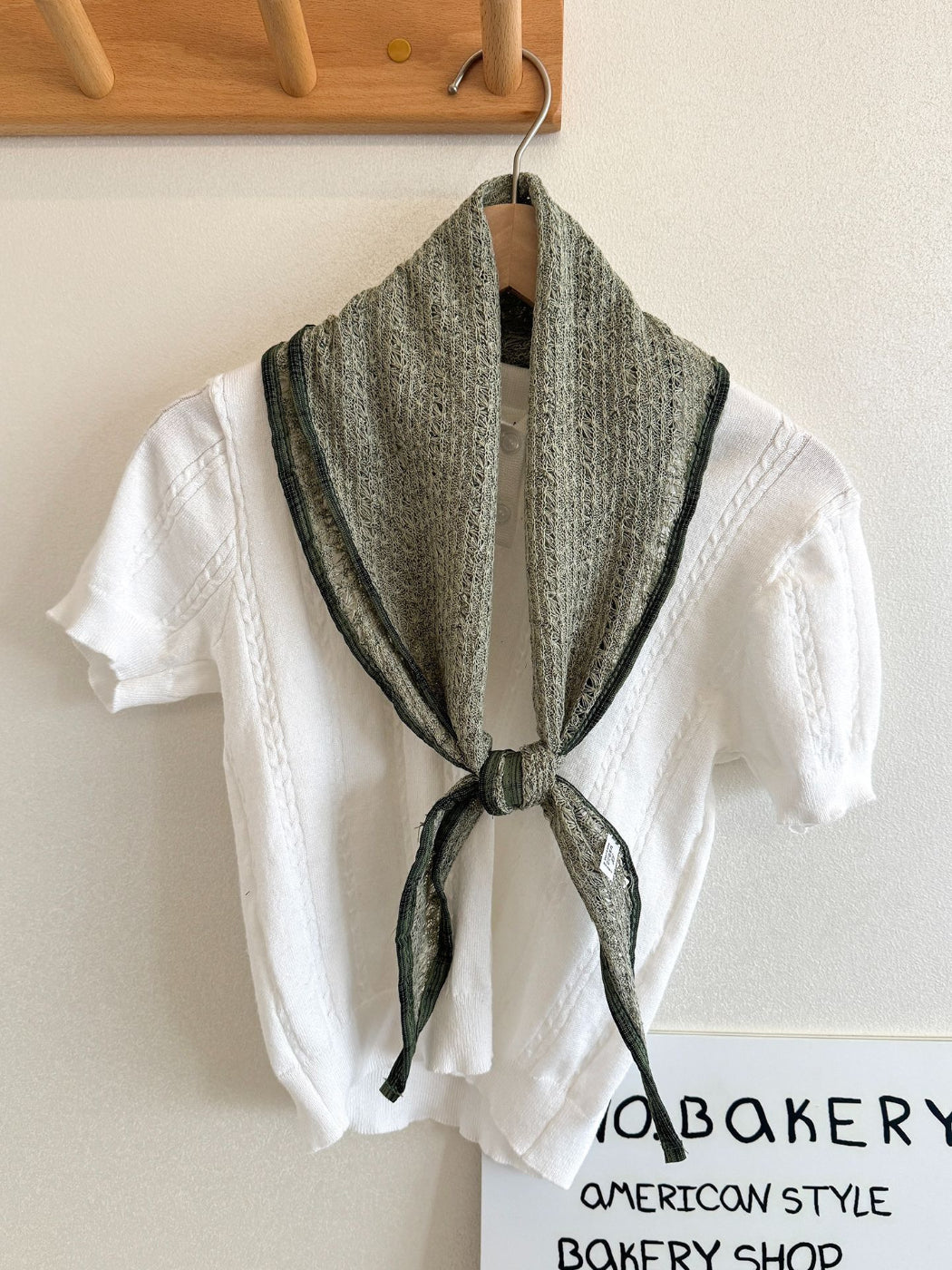 Scarvii - Lace Plaid Edge Triangle Scarf