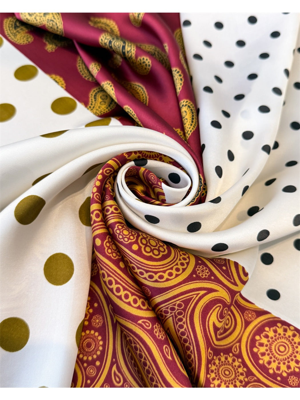 Scarvii - Square Scarf with Paisley & Dots Print