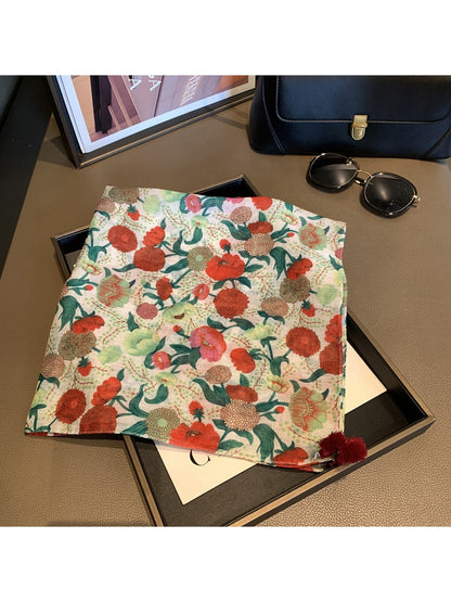Scarvii - Floral Pattern Elegant Square Scarf
